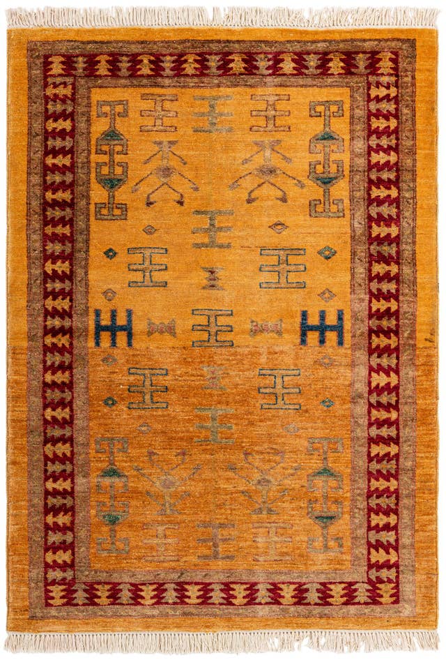 Detail image of 3' 5 x 4' 10 Hand Knotted Ziegler Wool Rug