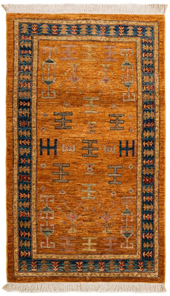 Detail image of 3' 2 x 5' 7 Hand Knotted Ziegler Wool Rug