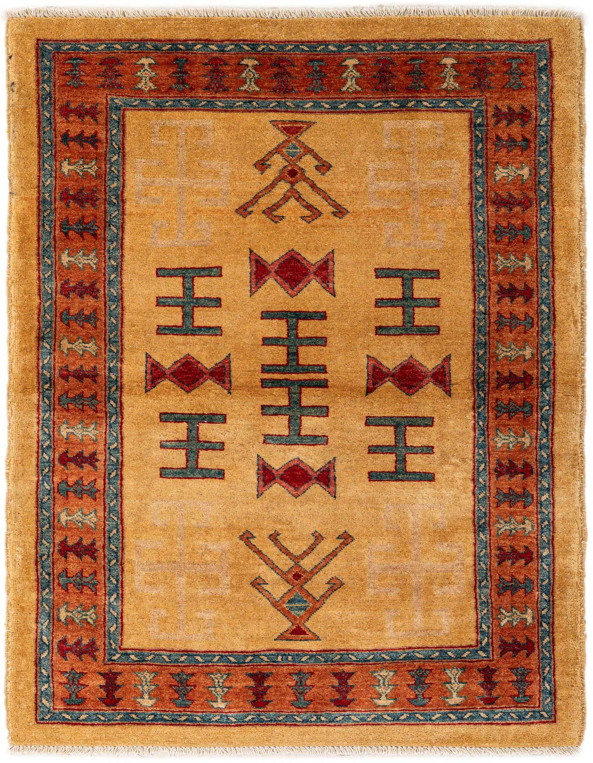 3' 5 x 5' 6 Hand Knotted Ziegler Wool Rug