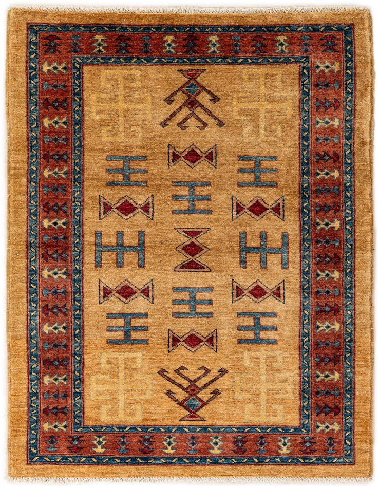 Detail image of 3' 5 x 4' 10 Hand Knotted Ziegler Wool Rug