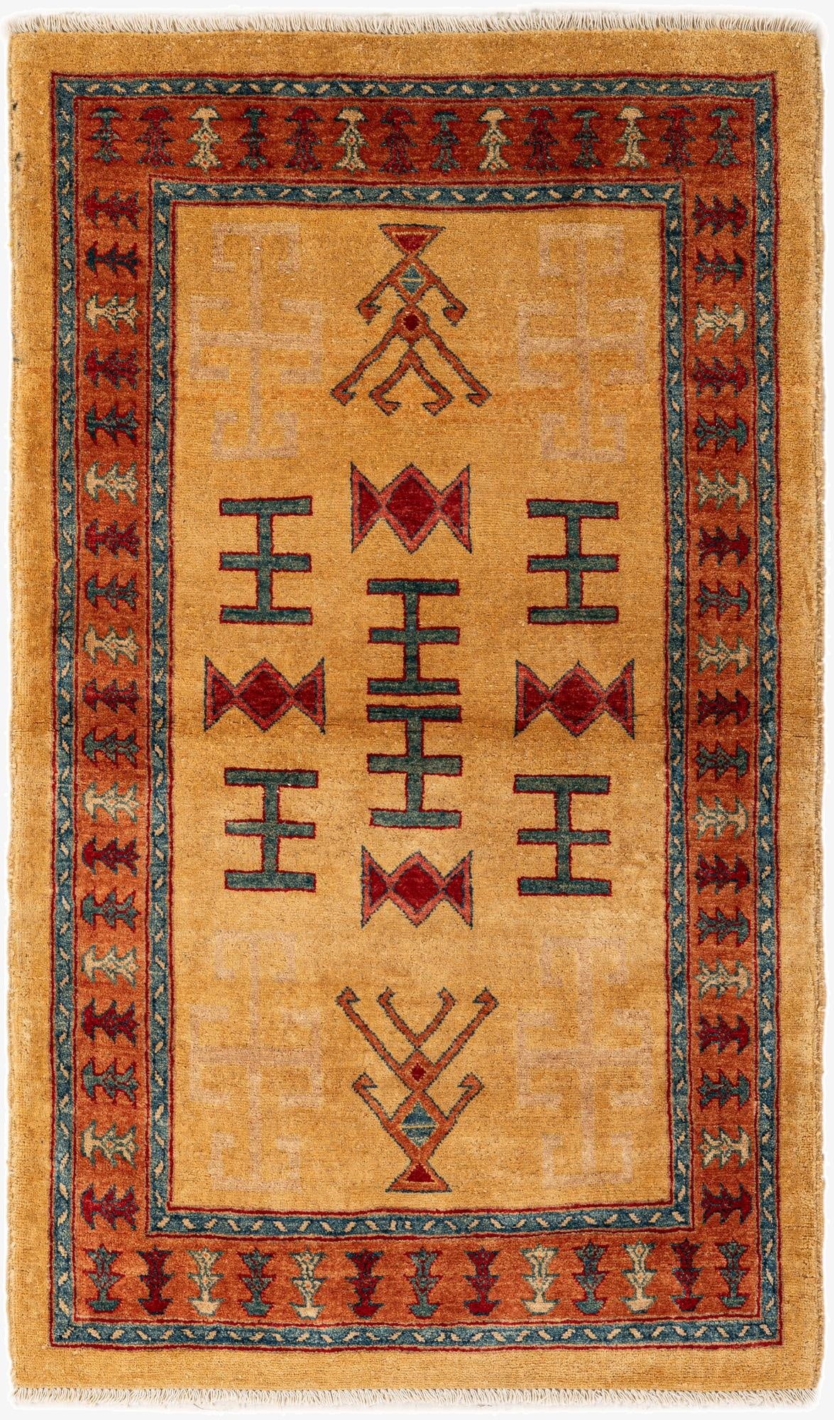 3' 5 x 5' 6  Hand Knotted Ziegler Wool Rug