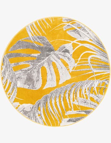 Yellow Blossom Round Rug