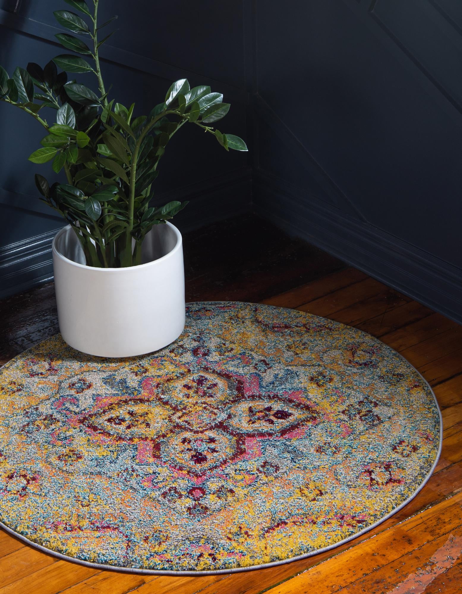 4' x 4' Washable Carnevale Round Rug