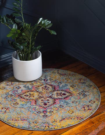 4' x 4' Washable Carnevale Round Rug