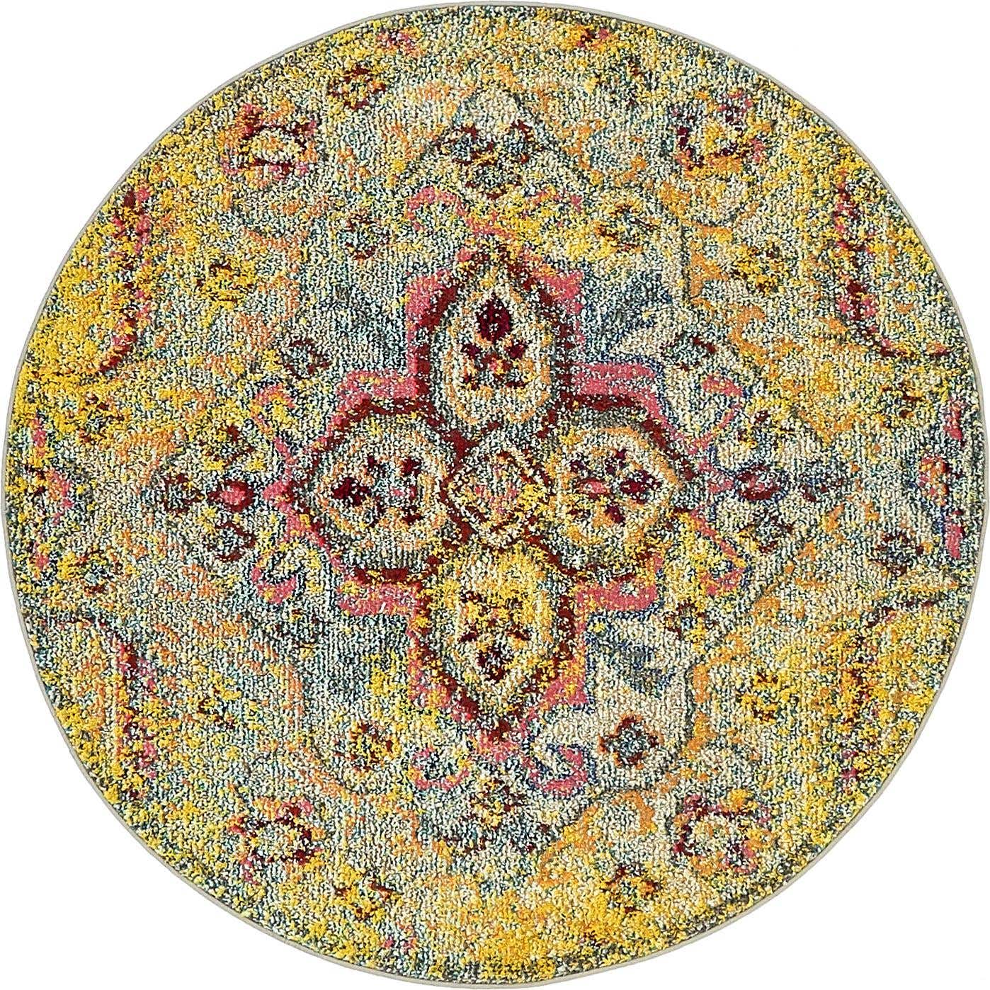 4' x 4' Washable Carnevale Round Rug