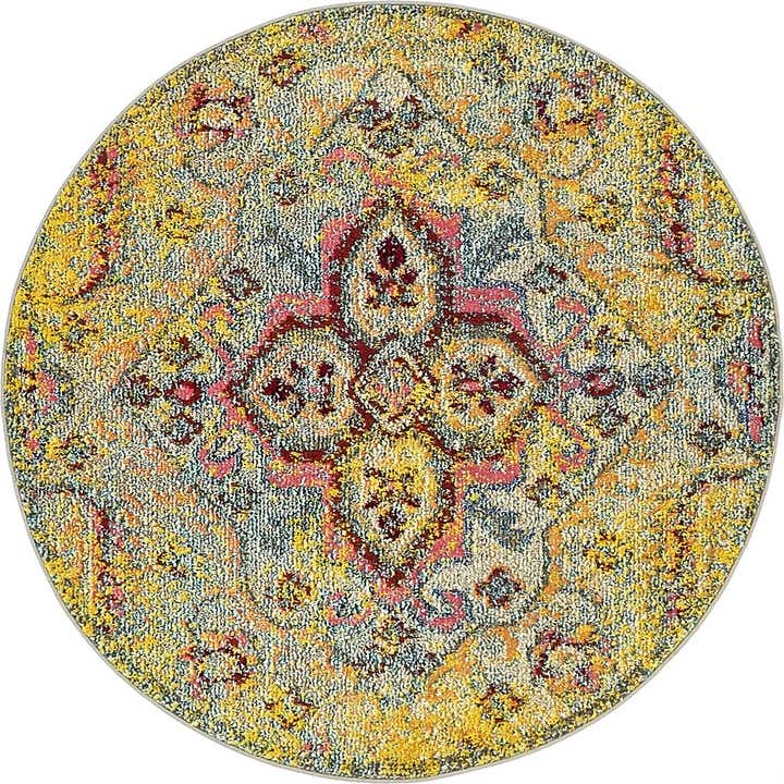 4' x 4' Washable Carnevale Round Rug