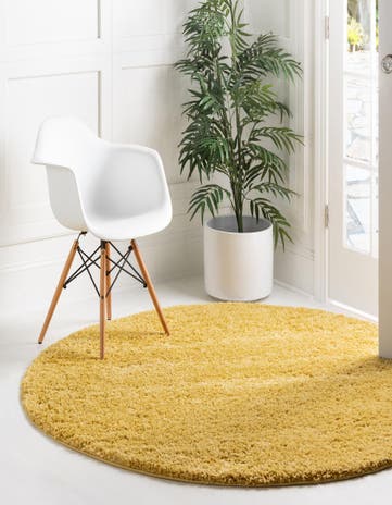 Yellow Everyday Shag Round Rug
