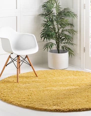 Yellow Everyday Shag Round Rug