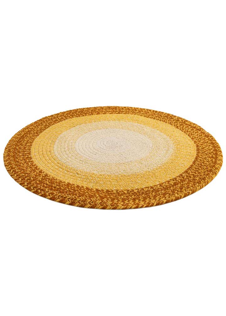 3' 1 x 3' 1 Handmade Hand Braided Wool Round Rug