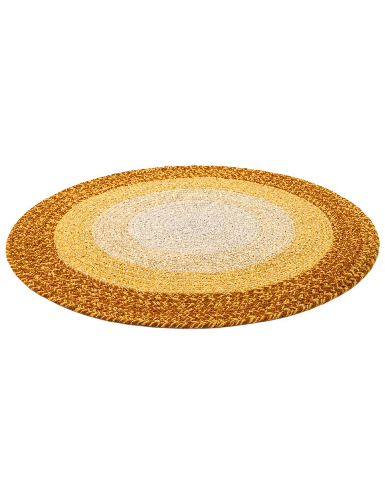 3' 1 x 3' 1 Handmade Hand Braided Wool Round Rug