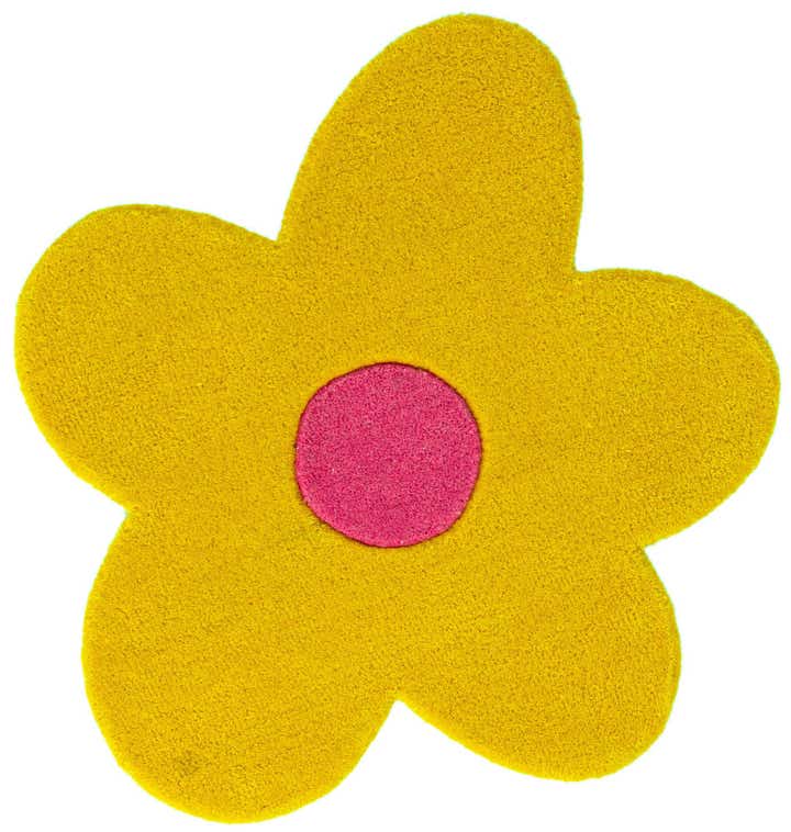 2' 2 x 2' 2 Happy Rugs Funky Flower Wool Round