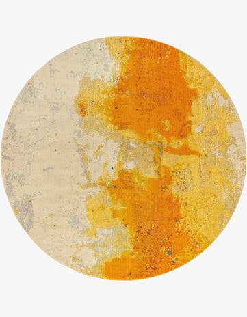 Yellow Washable Hyacinth Round Rug