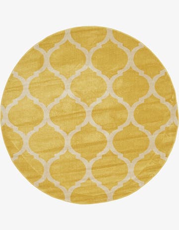 Yellow Lattice Round Rug