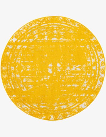 Yellow Lennon Round Rug