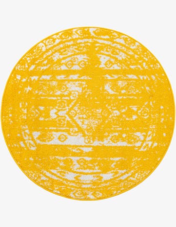Yellow Lennon Round Rug
