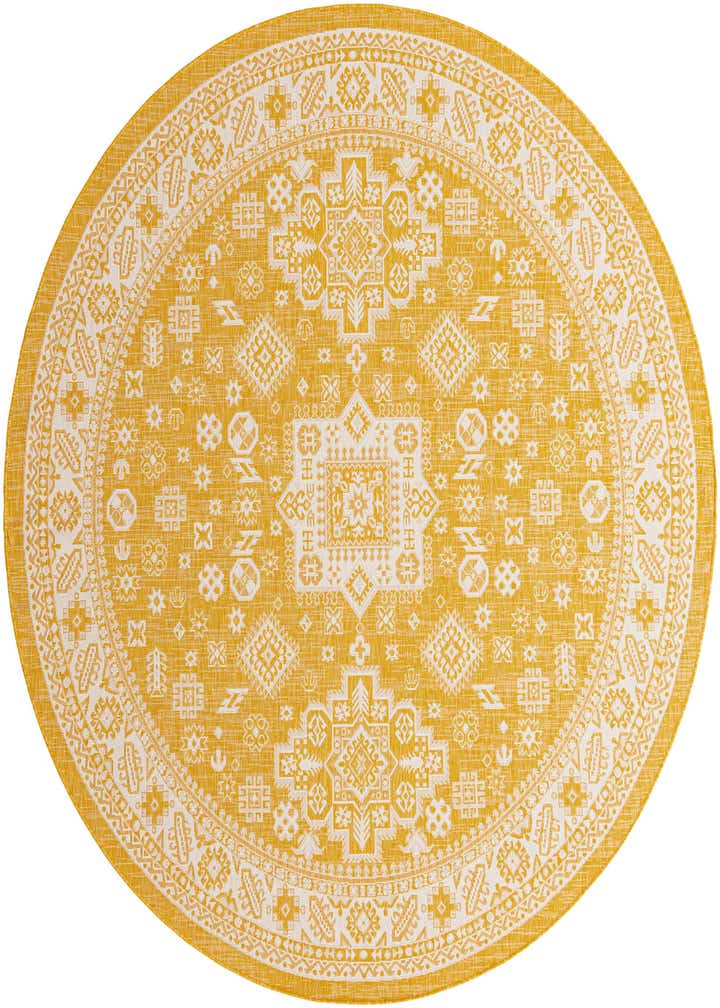 10' x 10' Easy-Clean Aztec Indoor / Outdoor Round Rug