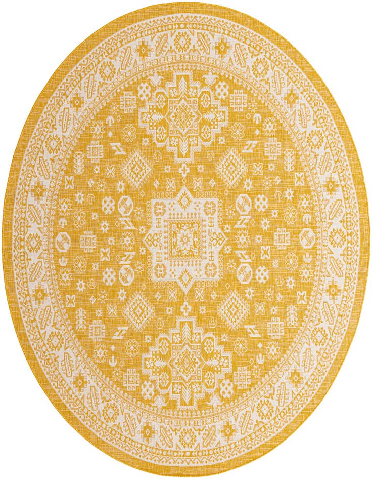 Detail image of 10' x 10' Easy-Clean Aztec Indoor / Outdoor Round Rug