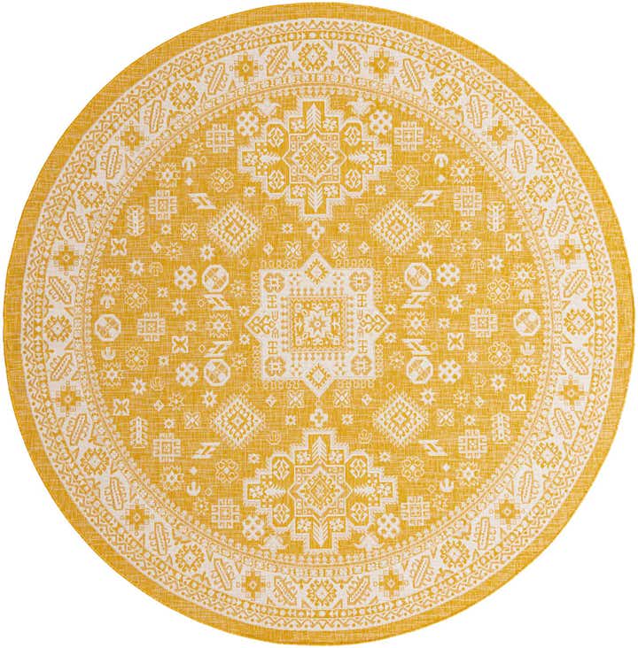 10' x 10' Easy-Clean Aztec Indoor / Outdoor Round Rug