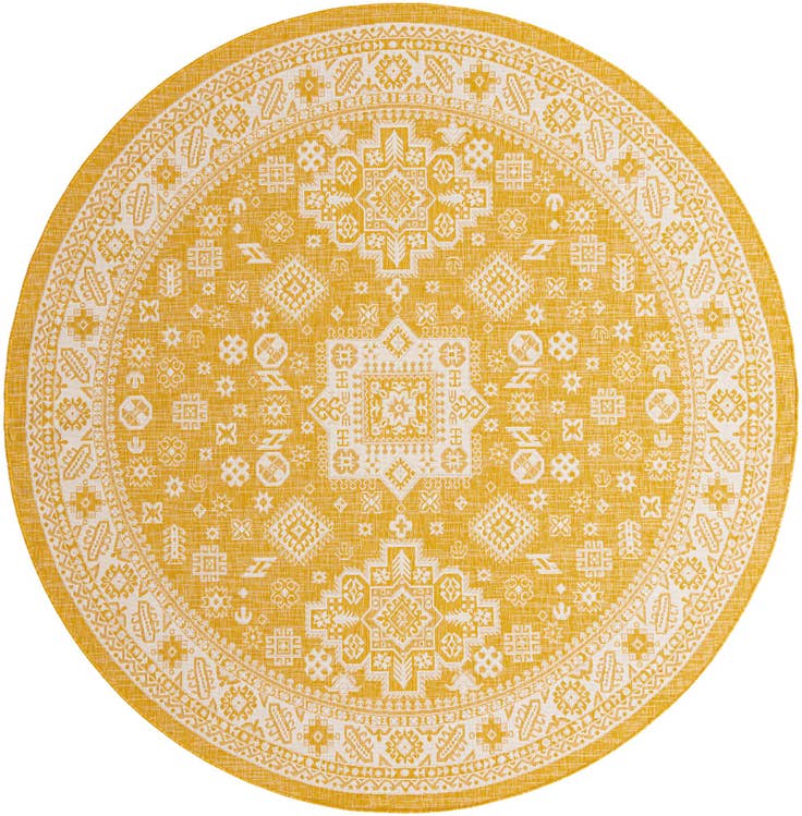 Detail image of 10' x 10' Easy-Clean Aztec Indoor / Outdoor Round Rug