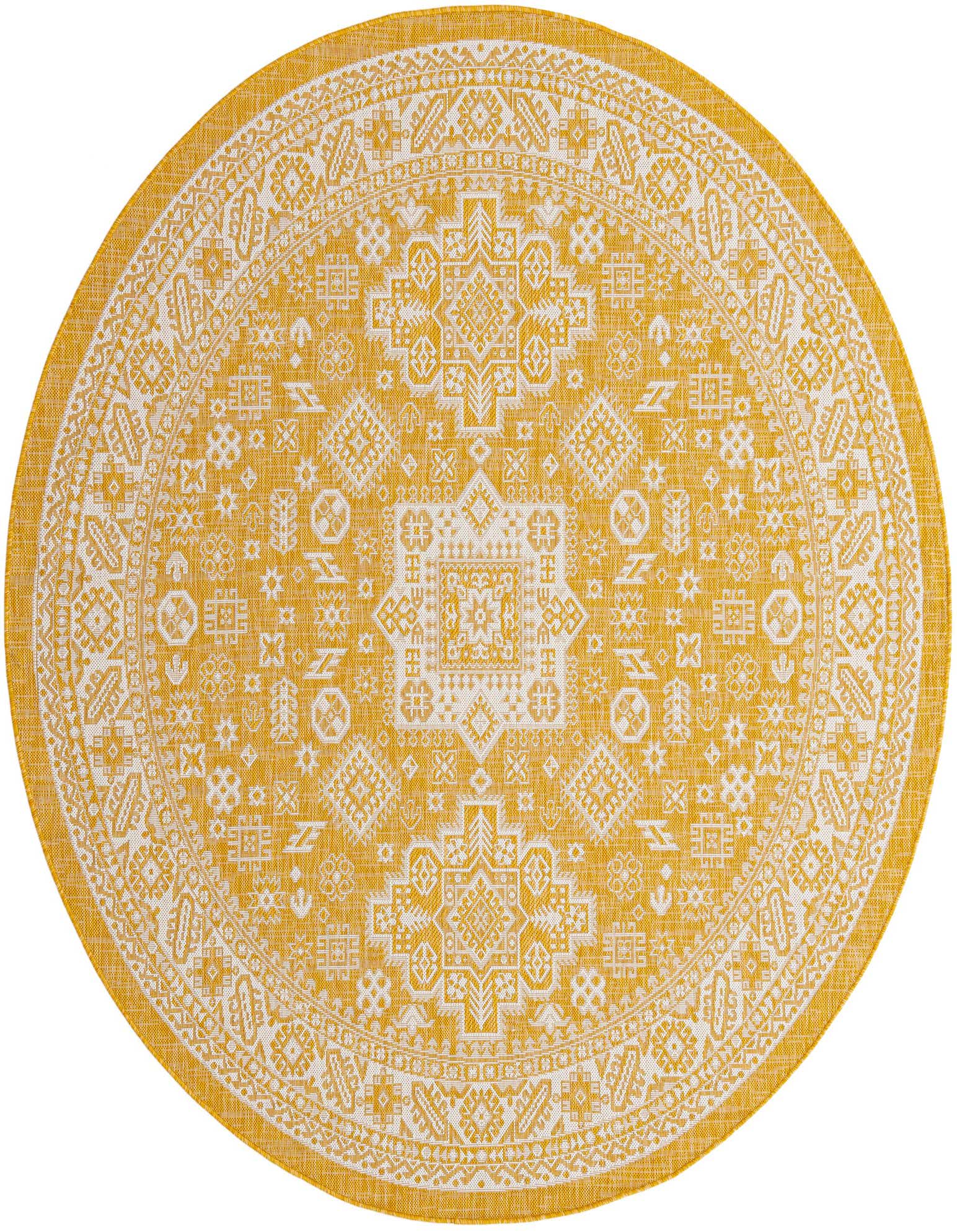 7' 10 x 7' 10 Easy-Clean Aztec Indoor / Outdoor Round Rug