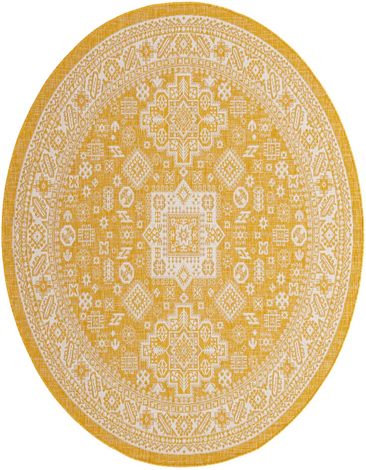 Detail image of 7' 10 x 7' 10 Easy-Clean Aztec Indoor / Outdoor Round Rug
