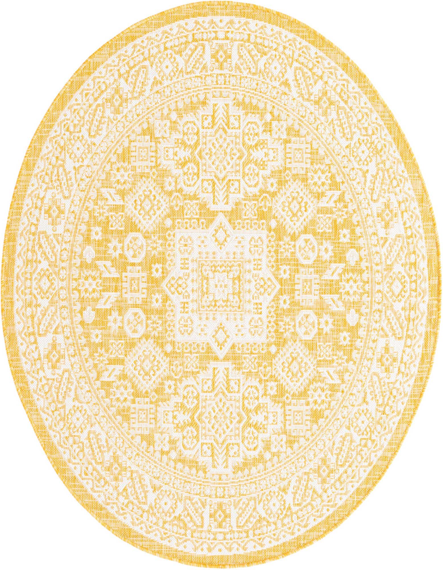 5' 3 x 5' 3 Easy-Clean Aztec Indoor / Outdoor Round Rug
