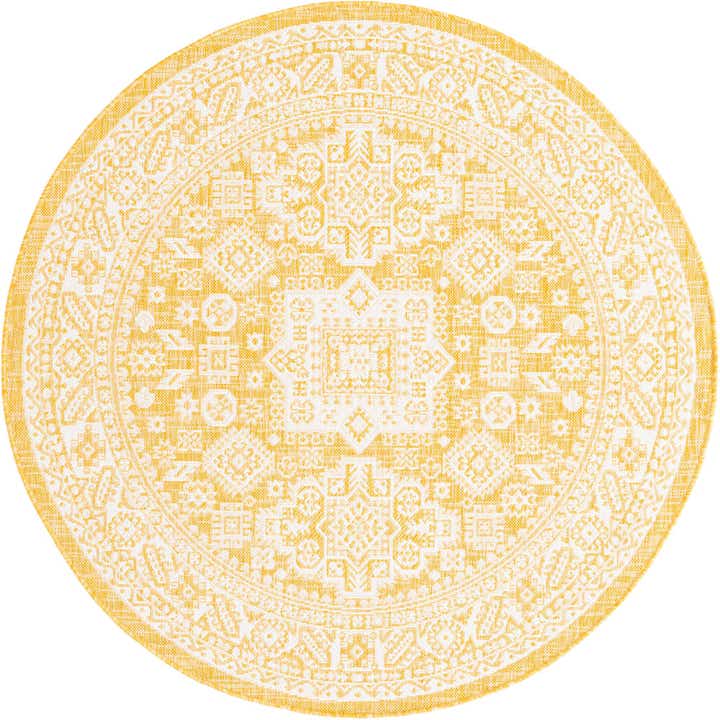 5' 3 x 5' 3 Easy-Clean Aztec Indoor / Outdoor Round Rug