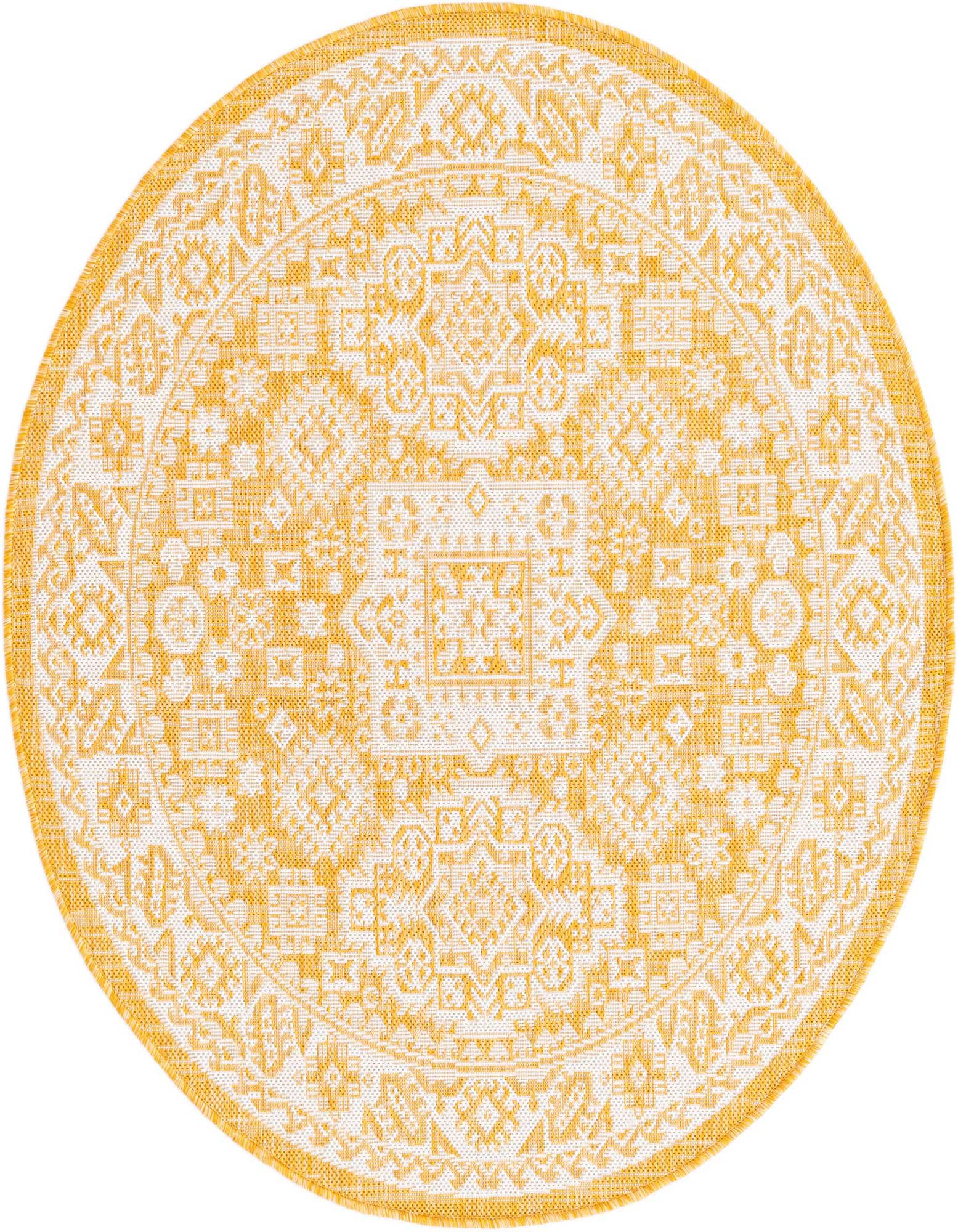4' x 4' Easy-Clean Aztec Indoor / Outdoor Round Rug