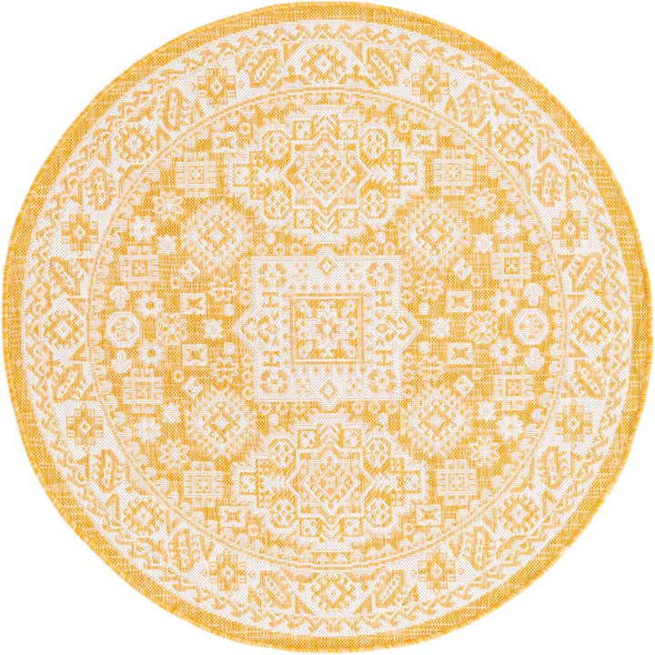 4' x 4' Easy-Clean Aztec Indoor / Outdoor Round Rug