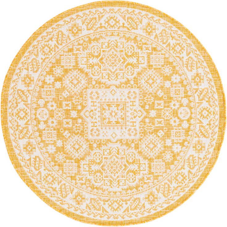 Detail image of 4' x 4' Easy-Clean Aztec Indoor / Outdoor Round Rug