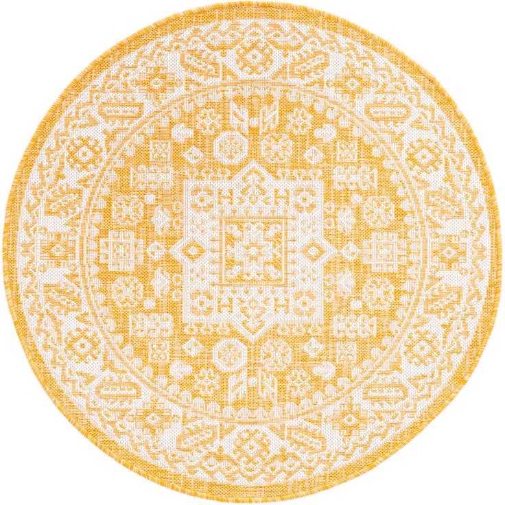 Detail image of 3' x 3' Easy-Clean Aztec Indoor / Outdoor Round Rug