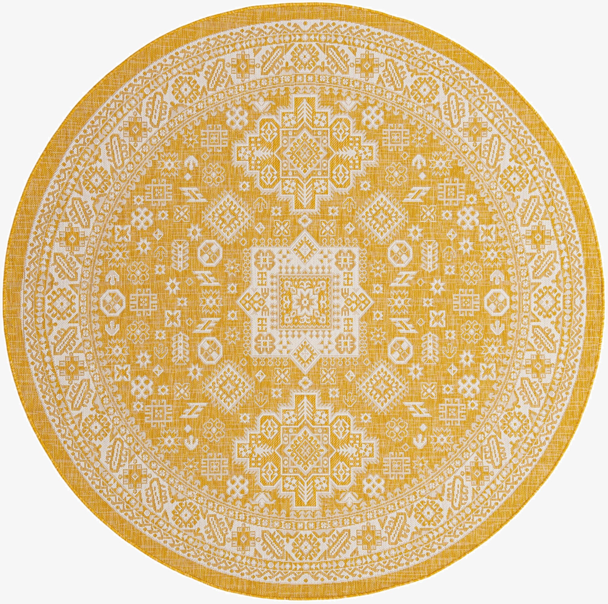 7' 10 x 7' 10  Washable Aztec Indoor / Outdoor Round Rug