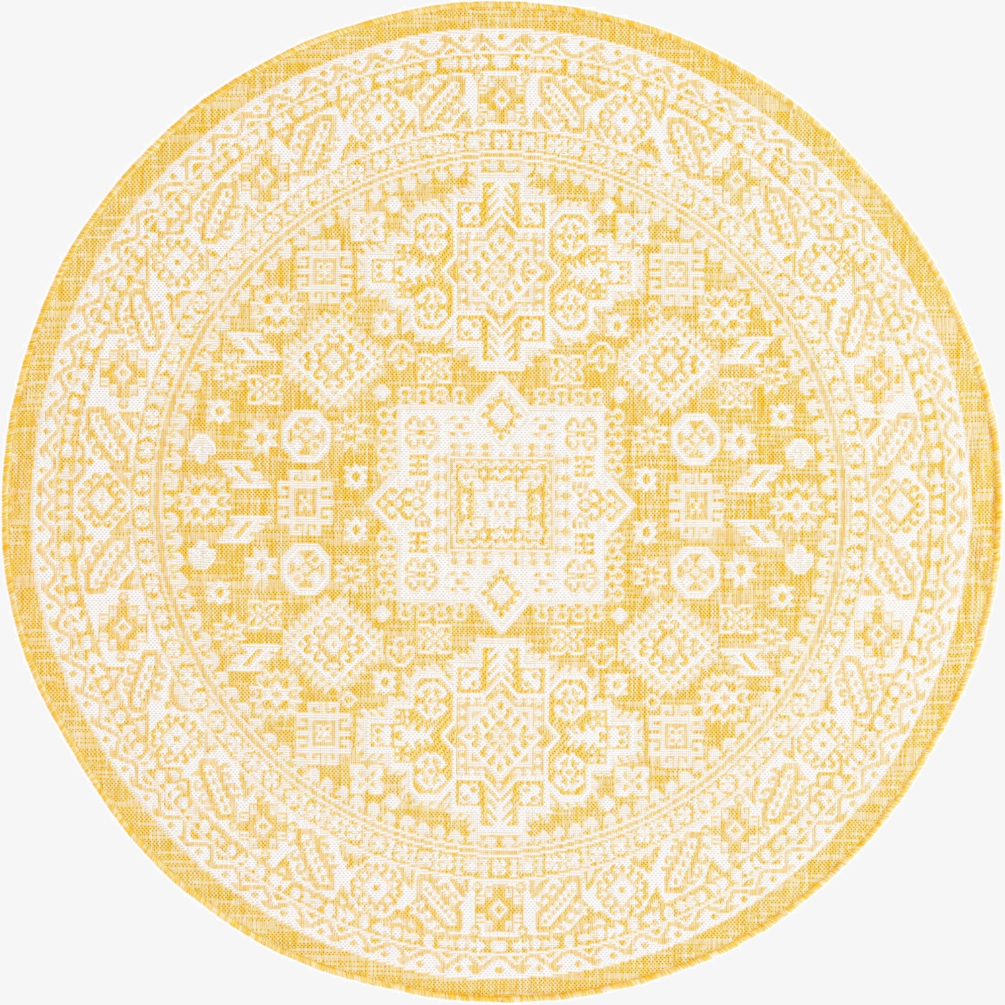 5' 3 x 5' 3  Washable Aztec Indoor / Outdoor Round Rug
