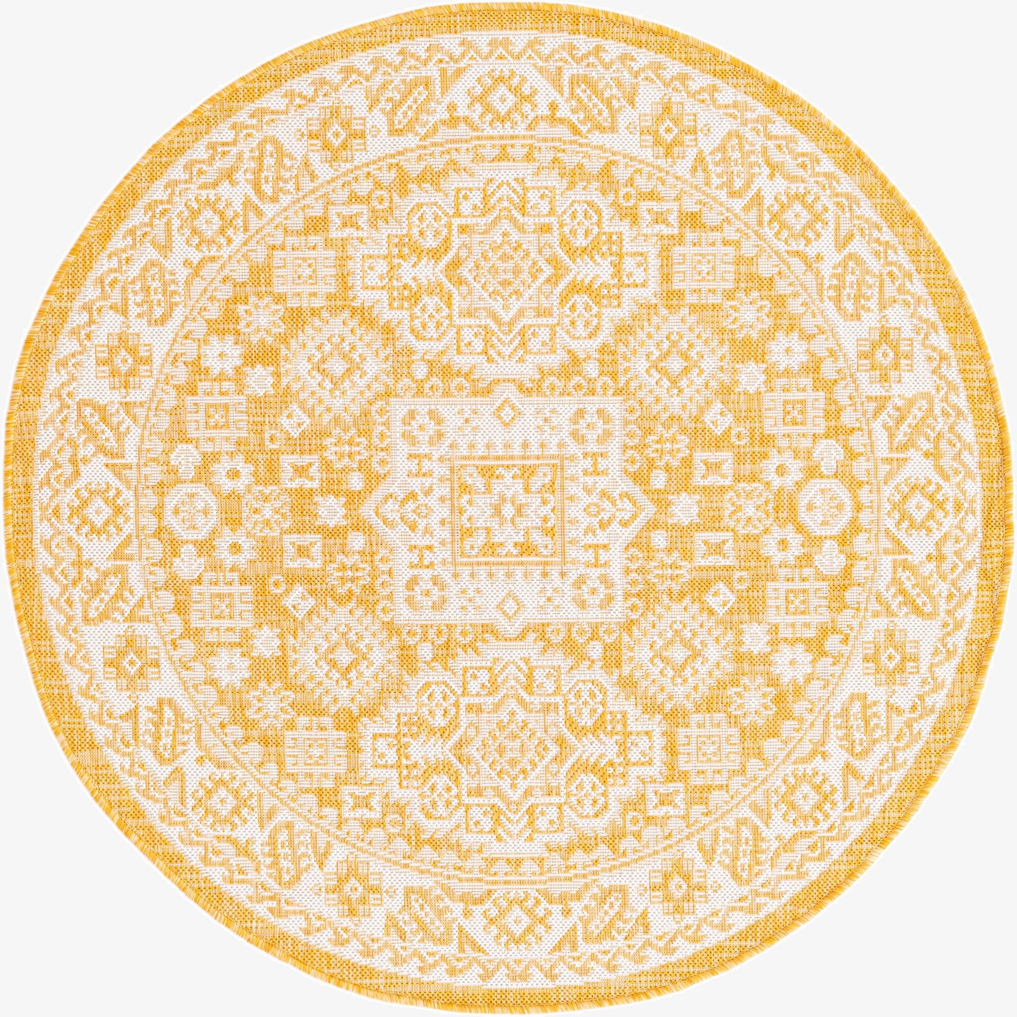 Primary image 4' x 4'  Washable Aztec Indoor / Outdoor Round Rug