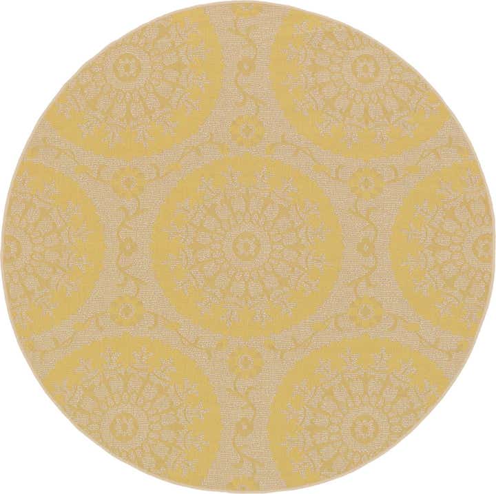 6' x 6' Easy-Clean Botanical Indoor / Outdoor Round Rug
