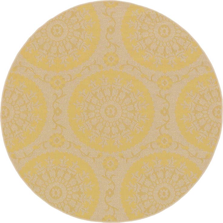 Detail image of 6' x 6' Easy-Clean Botanical Indoor / Outdoor Round Rug