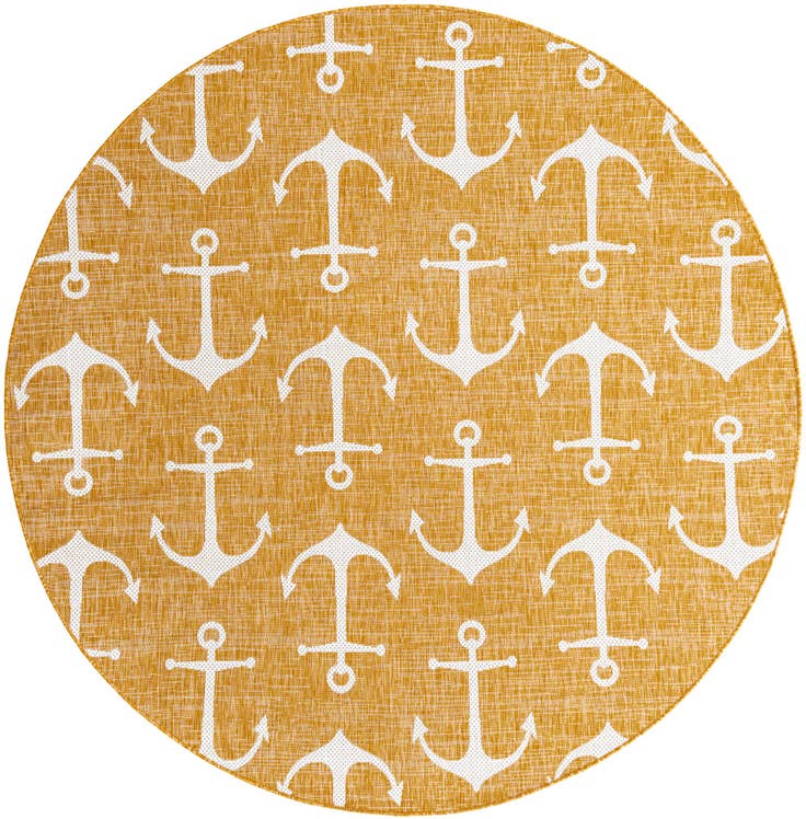 Detail image of 7' 10 x 7' 10 Easy-Clean Coastal Indoor / Outdoor Round Rug