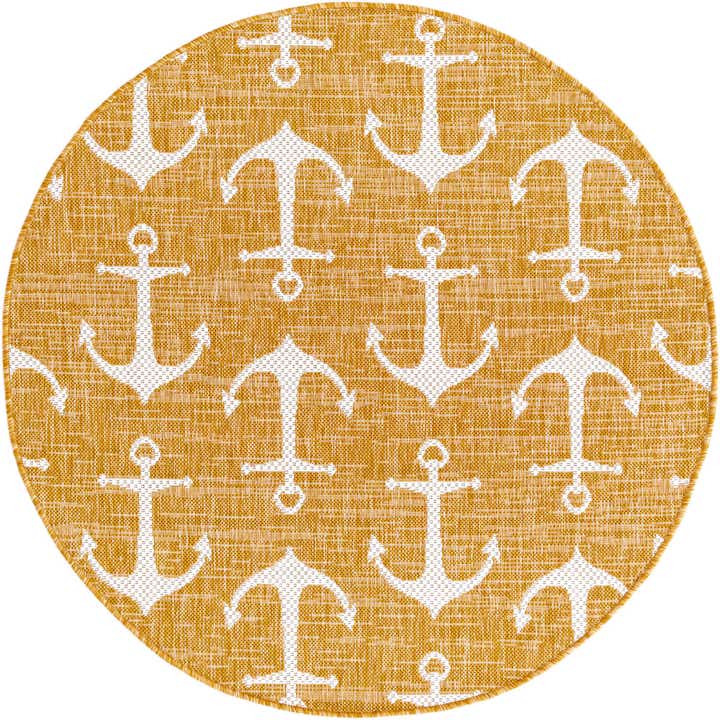 4' x 4' Easy-Clean Coastal Indoor / Outdoor Round Rug