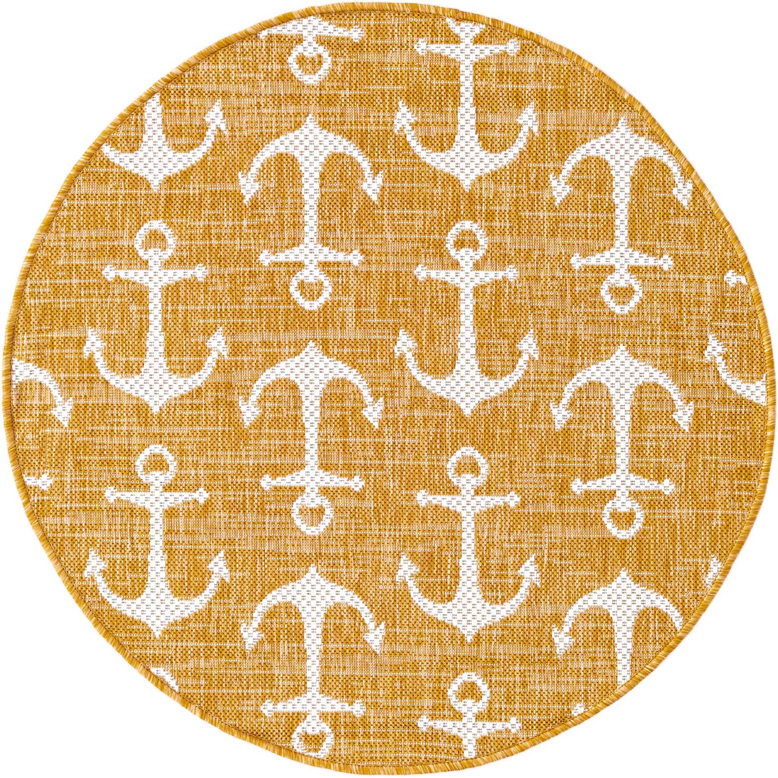 3' x 3' Easy-Clean Coastal Indoor / Outdoor Round Rug