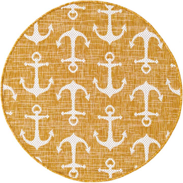 3' x 3' Easy-Clean Coastal Indoor / Outdoor Round Rug