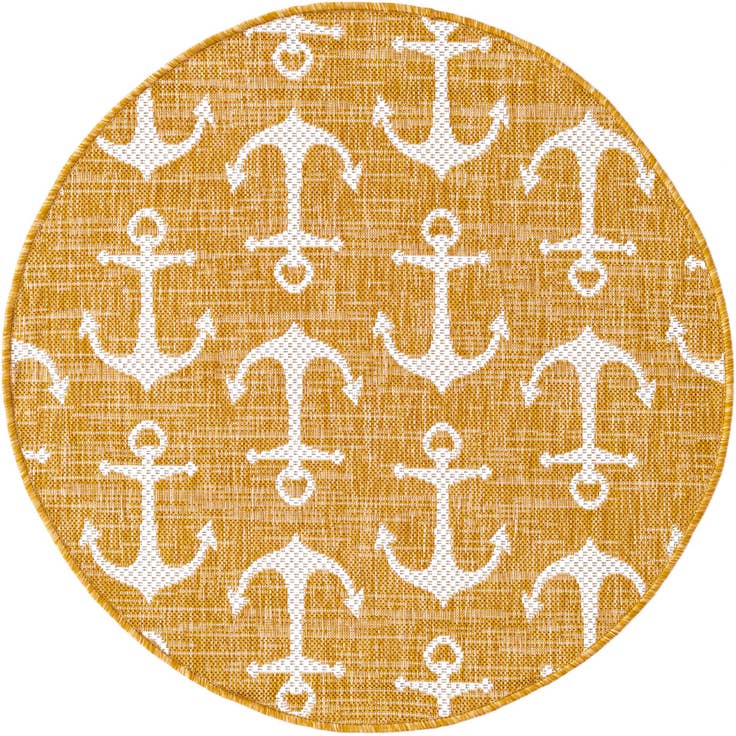 Detail image of 3' x 3' Easy-Clean Coastal Indoor / Outdoor Round Rug