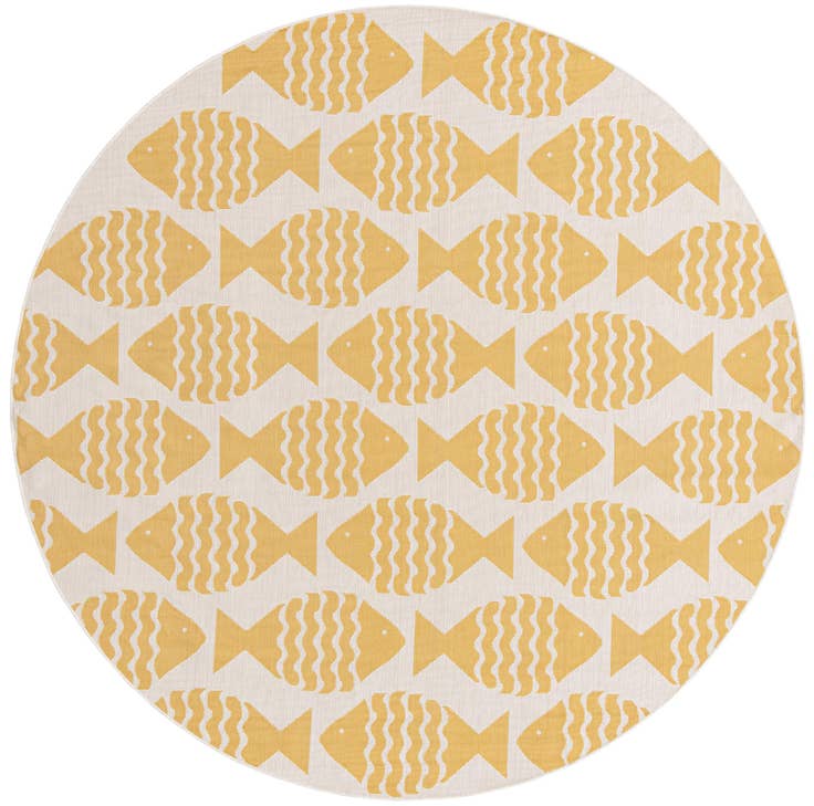 Detail image of 10' x 10' Easy-Clean Coastal Indoor / Outdoor Round Rug