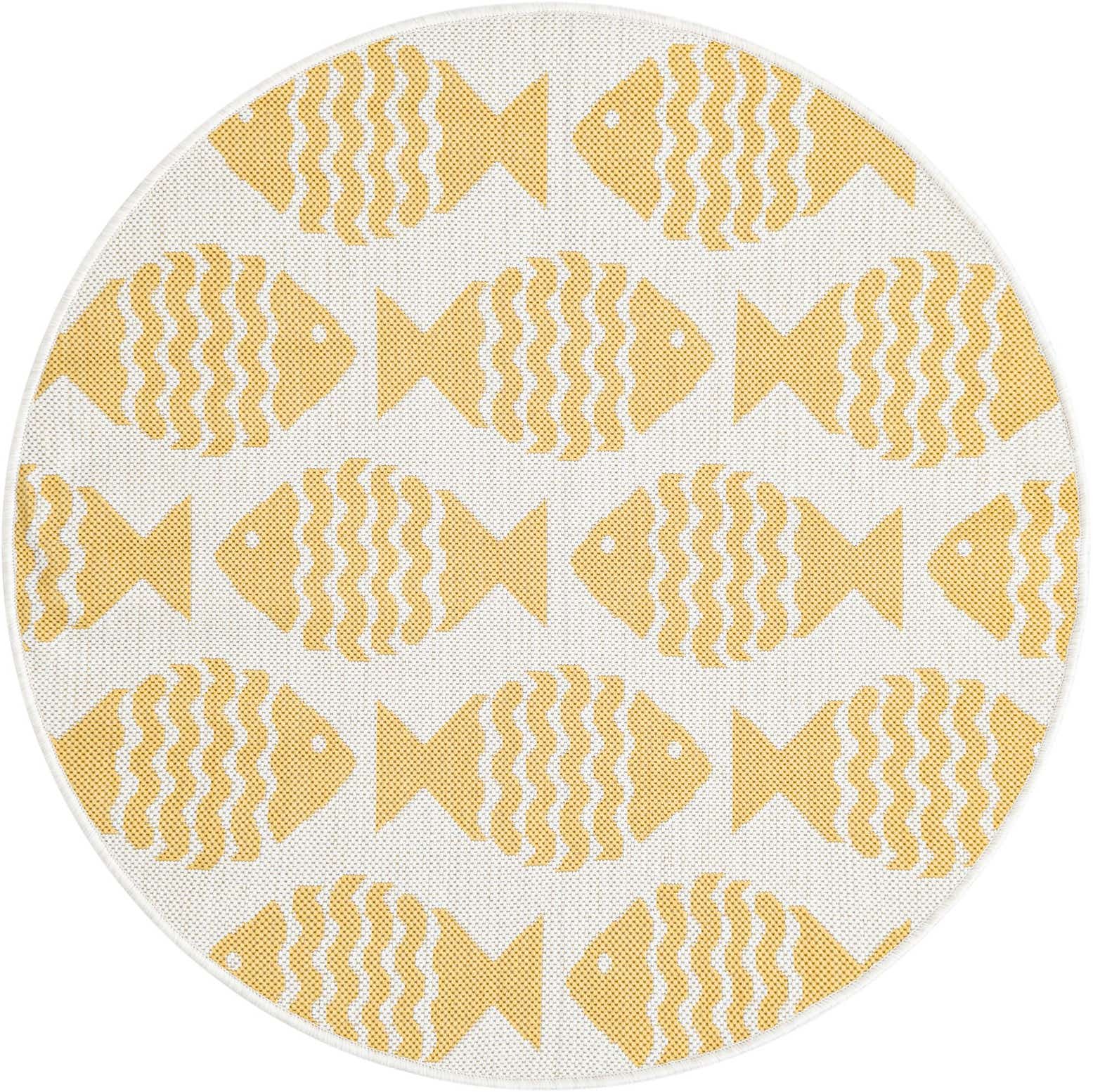 3' 1 x 3' 1 Easy-Clean Coastal Indoor / Outdoor Round Rug