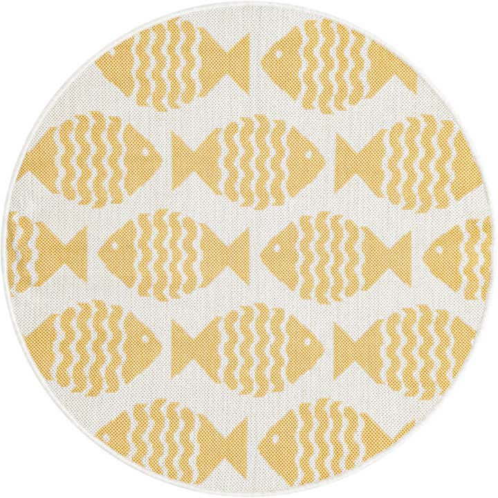3' 1 x 3' 1 Easy-Clean Coastal Indoor / Outdoor Round Rug