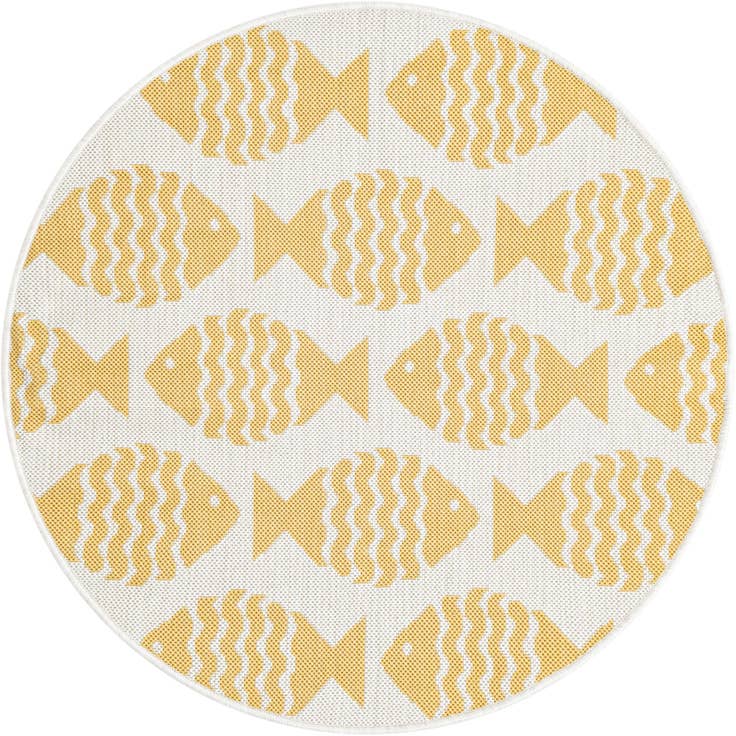 Detail image of 3' 1 x 3' 1 Easy-Clean Coastal Indoor / Outdoor Round Rug