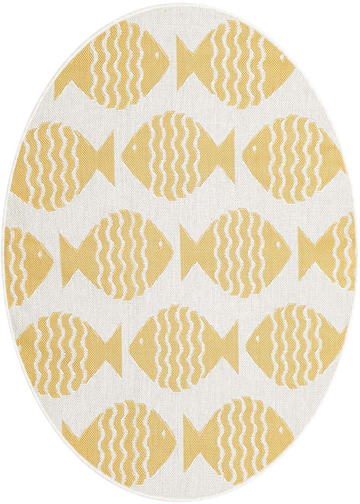 4' 1 x 4' 1 Easy-Clean Coastal Indoor / Outdoor Round Rug