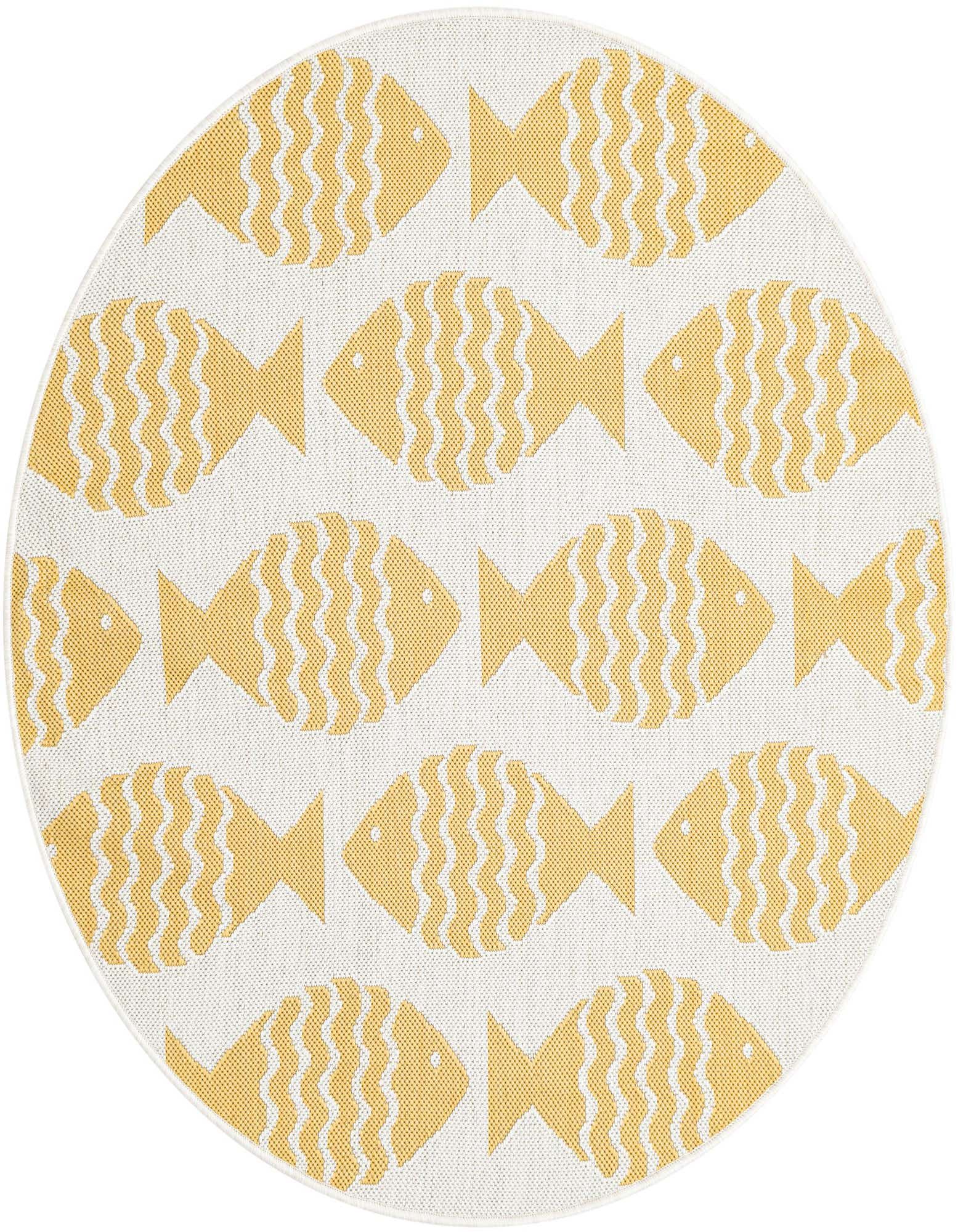 4' 1 x 4' 1 Easy-Clean Coastal Indoor / Outdoor Round Rug