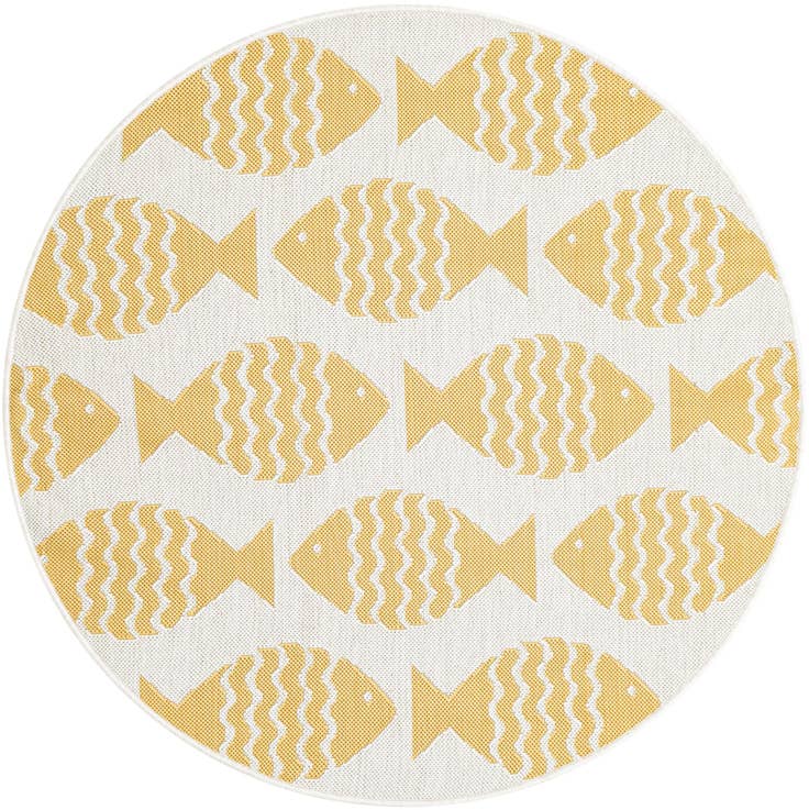 Detail image of 4' 1 x 4' 1 Easy-Clean Coastal Indoor / Outdoor Round Rug