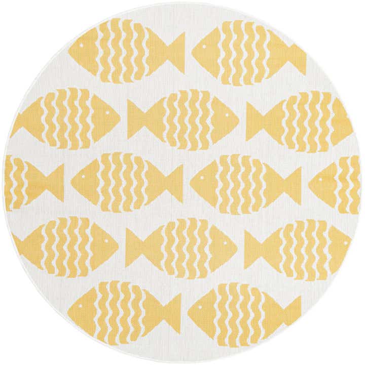 6' 1 x 6' 1 Easy-Clean Coastal Indoor / Outdoor Round Rug