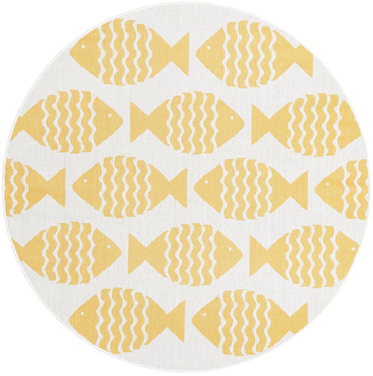 Detail image of 6' 1 x 6' 1 Easy-Clean Coastal Indoor / Outdoor Round Rug